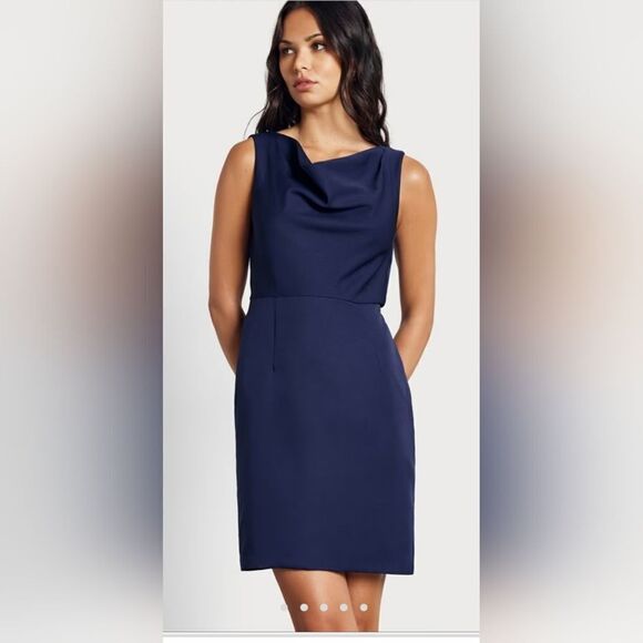 Sam Edelman DRAPE NECK MINI DRESS Size 6 NWT blue - Picture 1 of 6